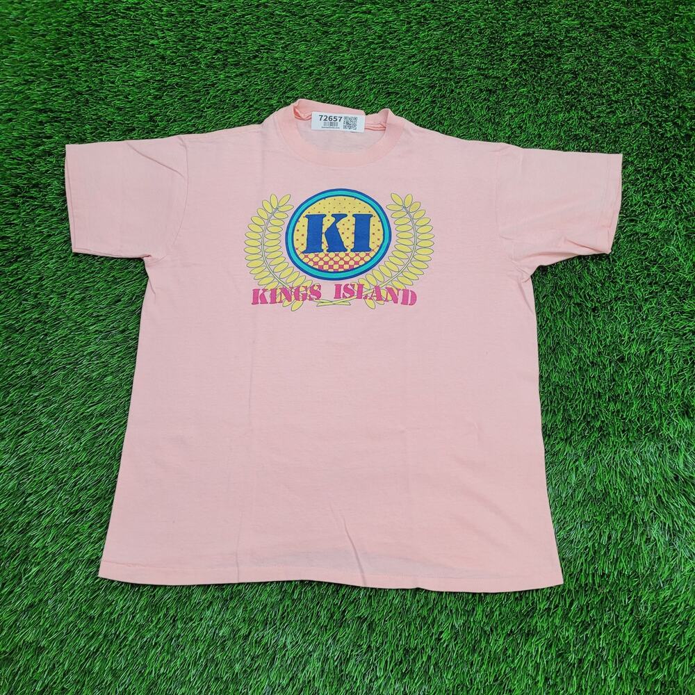 Vintage 80s Kings-Island Shirt Womens Large 20x24 Pink